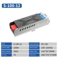 Alimentation à découpage ENKI ultra-mince AC-DC 12V 100W 8.3A 100V-250V à sortie unique, efficacité 92%, 50/60Hz