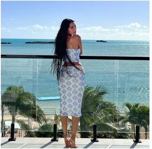 Completo estivo 2023 in <span class=keywords><strong>stile</strong></span> <span class=keywords><strong>retrò</strong></span> con gonna stampata, completo casual da donna in due pezzi. - Product Image 6