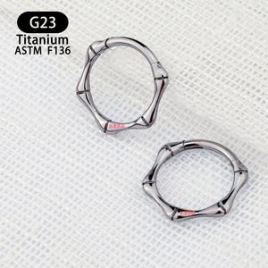 Anneau de nez en titane G23, style bambou, conforme à la norme ASTM F136, bijou de piercing géométrique pour septum, unisexe - Product Image 3
