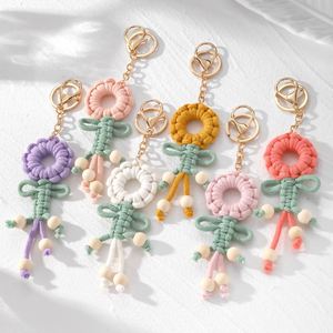 Handmade Customize Flower Shape Cotton Keychain Bag Pendant Creative Handwoven Bohemian Hollow Rope Keychain - Product Image 1