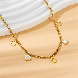 厂家供应基督教时尚不锈钢18k镀金星花吊坠项链男女通用 - Product Image 5