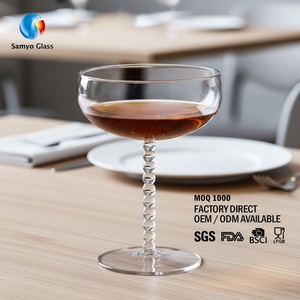 Copas de Vino Espumoso Samyo Personalizadas de 270 ml, de Vidrio de Borosilicato Alto, con Tallo Decorado, Copas para Helado - Product Image 1