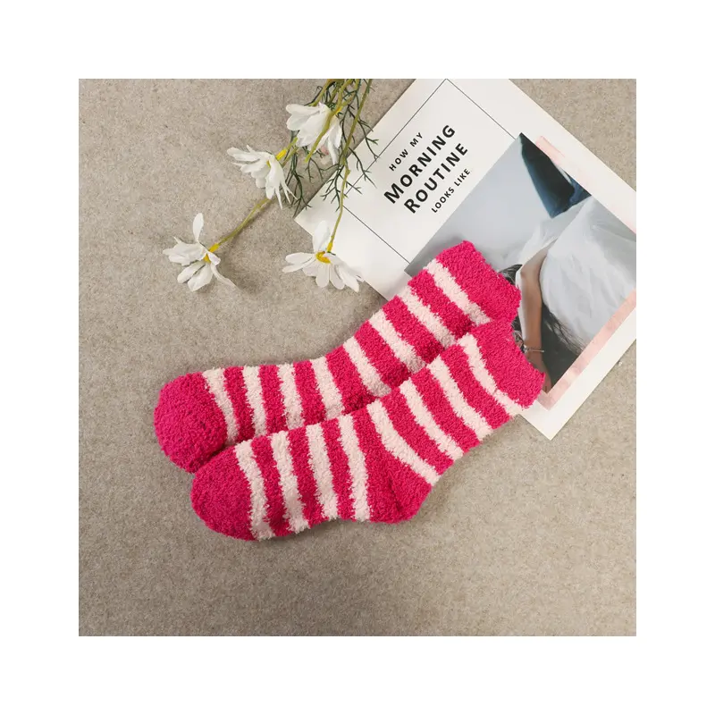 Colorful fluffy winter cozy thick indoor casual fuzzy adult women warm bed floor slipper socks