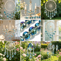 Perles de verre facettées en cristal AB bleu vert transparent de 24 mm et 30 mm, boules disco, attrape-soleil, boîte pour la fabrication de bijoux DIY