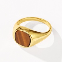Nagosa Vintage Retro 18k Gold Vermeil Brass Custom Jewelry Gemstone Tiger Eye Black Agate Signet Rings