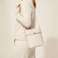 Sac seau en cuir structuré vintage, minimaliste, grainé, avec boucle de ceinture, pour femme, idéal pour le quotidien et le travail