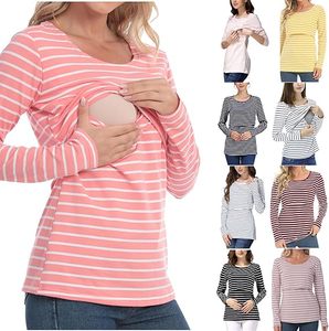 Vêtements de maternité pour femmes, chemises d'allaitement à manches longues rayées décontractées, hauts d'allaitement, chemisiers de <span class=keywords><strong>grossesse</strong></span> en polyester - Product Image 6
