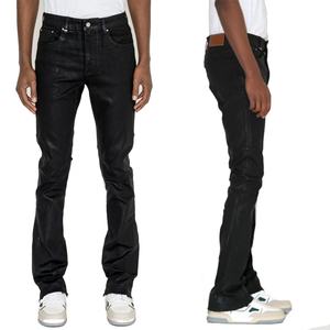 Nouveau Jean en Denim Noir Extensible Classique à Taille Haute et Coupe Évasée pour Homme, Revêtement Ciré, Respirant, Imperméable, Style Uni Imprimé, Faible MOQ - Product Image 1