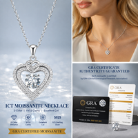 Nouveau collier pendentif cœur en moissanite taille brillant ronde 6,5 mm 1 carat en argent sterling 925 pour femme, bijoux certifiés GRA
