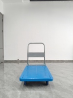 Carretilla de Mano Plegable de Plástico PP Azul, de Gran Capacidad de Carga, para Supermercado, Transporte de Mercancías