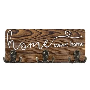 Wooden Key Rack With <b>Shelf</b> And <b>Hooks</b> Wall Mounted Entryway Organizer Home Sweet Home Sign Storage For Keys And Bags - Product Image 5