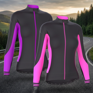 Women's Long Sleeve <b>Cycling</b> Jersey Black Pink Purple Full Zip Breathable Bike Wear Sport <b>Jacket</b> - Product Image 3