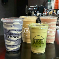 Vasos Desechables Transparentes de PET con Tapa y Logotipo Personalizado, 8, 12, 16, 20, 24, 32 oz, para Bebidas como Smoothies y Batidos