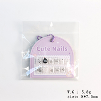 Lot de 12 faux ongles en ABS 3D pour filles, motifs délicats, détachables et réutilisables, pré-conçus pour enfants, à presser