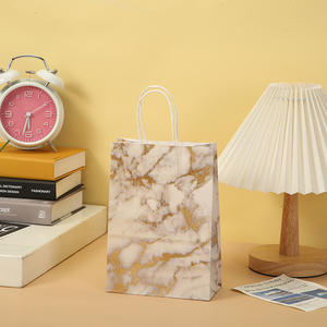 Style simple rétro papier kraft série de grains de marbre fourre-tout créatif vêtements à emporter shopping cadeau sac en papier commandes personnalisées - Product Image 4