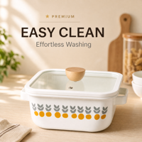 Casserole carrée en émail avec couvercle en verre, qualité alimentaire, résistante au four, facile à nettoyer, logo personnalisé, ustensile de cuisine pour cuisinière, vente en gros