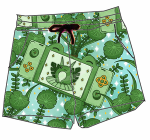 Shorts d'été essentiels pour enfants, imprimé grenouille, taille élastique, best-seller, pour garçons, style bermuda de bain - Product Image 1