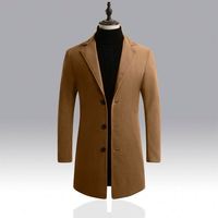 Manteau Peacoat Homme Version Coréenne Simple Boutonnage Coupe Slim Longue Coupe-Vent Décontracté – Approvisionnement Direct Usine NY