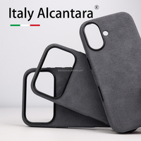 Étui de protection magnétique en cuir véritable et tissu Alcantara suédé personnalisé pour iPhone 18 17 16 Pro Max