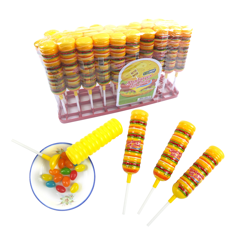 Новый дизайн вкусные Разноцветные желе бобы в шампур гамбургер пластиковый контейнер