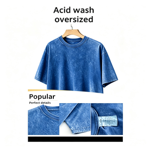 Camiseta Oversize de Algodón Puro con Lavado Ácido para Hombre, Ajuste Personalizado, Corte Cuadrado, Gruesa y de Alta Calidad - Product Image 1