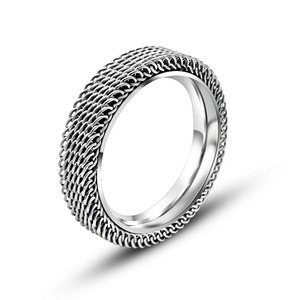 Men's And Women's <b>Titanium</b> Steel Mesh <b>Ring</b> Three Color Geometric Fashion Hollow Out Unisex Jewelry Gift SA764 - Product Image 3