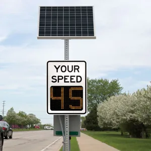 Sinais de aviso de tráfego, placa solar para exibição do limite de velocidade radar