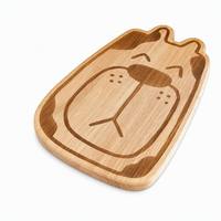 Plateau de service en bois à motif animalier de dessin animé avec rebord surélevé, assiette à collation en bois naturel, assiette pour enfants, logo personnalisé, vente en gros