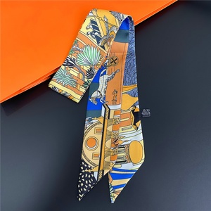 Pañuelo de seda estrecho de lujo con estampado mitológico egipcio para mujer, cinta para asa de bolso, lazo de satén a la moda - Product Image 1