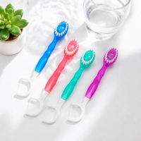 Brosse à dents jetable 5-en-1 pré-collée pour adultes avec fil dentaire et gratte-dents, portable, emballée individuellement pour dents sensibles