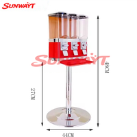 Distributeur automatique de bonbons et de chewing-gums SUNWAYT SW-ZG0 à monnayeur, triple compartiment, 110/220V, personnalisable, usage commercial, version anglaise