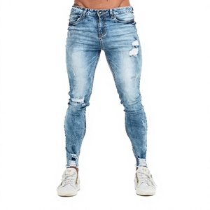 Street-Wear Professional Fashion <b>Men</b> Women Jeans Slim-Fit Bottom Ripped-<b>Stretch</b> Denim Summer Washed Pants Trouser - Product Image 1