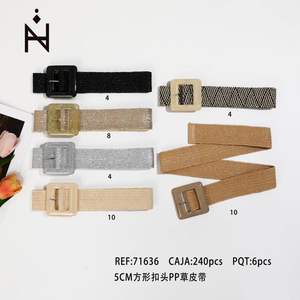 Cinturón de cintura de moda para mujer con hebilla cuadrada de 5 cm y cinturón de PP con diseño de césped 71636 - Product Image 2