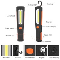 Lampe de poche LED à crochet de camping rotative à 360 degrés, rechargeable par USB, base magnétique, inspection automobile, lampe de travail portable COB