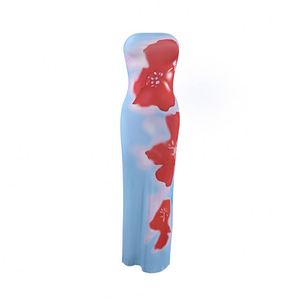 Vestido Tubo I-0613 para Mujer, Elegante, Sexy, Veraniego, Ajustado, con Hombros Descubiertos, Estampado Floral, Estilo Urbano - Product Image 3