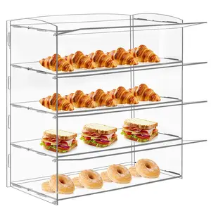 Artworld Displays Bakery Pastry Cookies Bagel Cupcake Cabinet Bread See Through 4 Tiers Acrylic Storage Pastry Shop Display Case