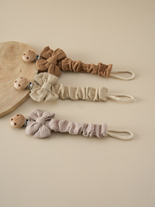 Nouvelle chaîne de sucette en coton pour bébé avec un joli nœud, sucette pour bébé, clip de sucette, hochet en crochet - Product Image 6