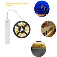 Lampu Strip Led Bertenaga Baterai Usb Sensor Gerak Pir 5V Kotak Baterai Aaa Lemari Tahan Air Lemari Pakaian Dapur Fleksibel