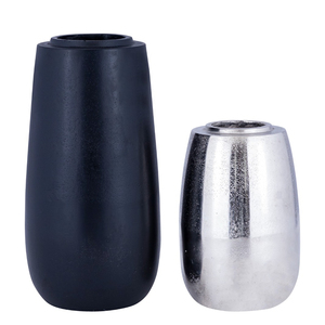 Juego de Jarrones Decorativos de Metal a Precios de Fábrica, Jarrón de Flores Moderno y Minimalista con Acabado Negro Plateado, Centro de Mesa para el Hogar - Product Image 6