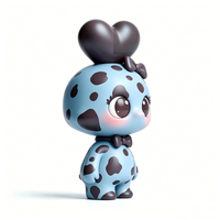 Figurine d'action personnalisée en PVC et ABS, bleu clair avec taches marron foncé, jouet en forme de cœur avec emballage personnalisé, service OEM d'usine chinoise