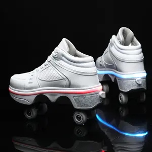Kids Kick Speed Inline LED Flash Ice Skating with 4 Wheels Adjustable Light Up Roller Skates Children's Skate Shoes.