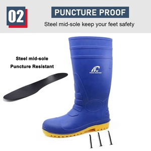 Bottes de sécurité en PVC à embout d'acier, certifiées CE, antidérapantes, imperméables, résistantes à l'huile, aux acides et aux alcalis, anti-perforation, pour la construction, OEM - Product Image 4