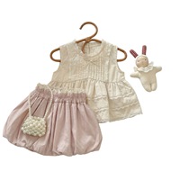 Nouvelle Collection Été 2026 : Ensemble Vêtements Bébé Fille Style Doux et Adorable – Haut Chemise Dentelle, Gilet et Short à Volants