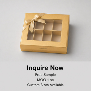 Boîte cadeau rigide dorée métallisée avec fenêtre, impression personnalisée pour chocolats et snacks, avec ruban, qualité supérieure, vente en gros, directement de l'usine - Product Image 4