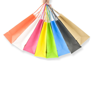 Sac en papier kraft personnalisé avec cordon de couleur, imprimé avec un logo, sac pour vêtements, sac en papier kraft portable, sac cadeau - Product Image 2