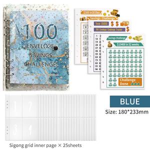 หนังสือ A5 size100EnvelopeChallengeBinder แวววาวแบบหลวมหนังสือที่ท้าทายประหยัดเงินสมุดออมทรัพย์คู่มือประหยัดเงิน - Product Image 2