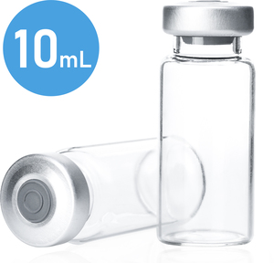 Frascos de Vidrio Transparentes Redondos de 10 ml con Tapón de Goma y Embalaje con Logotipo Personalizado Estampado en Oro para Uso Farmacéutico - Product Image 2