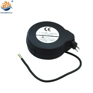 5.5M ac power spring loaded cable retractor extension cord retractable cable reel with different connector