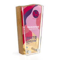 Trophée personnalisé de l'usine OEM ODM Support acrylique pour la peste Présentoir en blocs de bois véritable pour les événements sportifs académiques corporatifs caritatifs