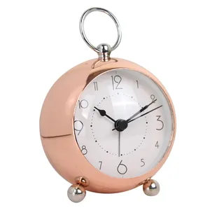 Digital Ball Shaped Rose Gold Iron Case Alarm Clock Silent Needle Desktop clock